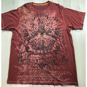 Geneology Shirt Men’s Large Red Affliction Crown Text Y2K Grunge Aesthetic Lg